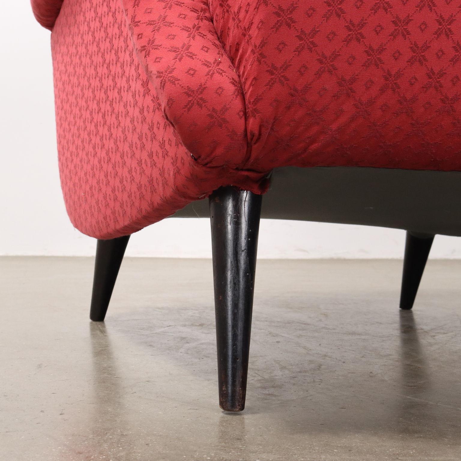 Sillón de tela rojo años 50 en Bueno estado para la venta en Milano, IT
