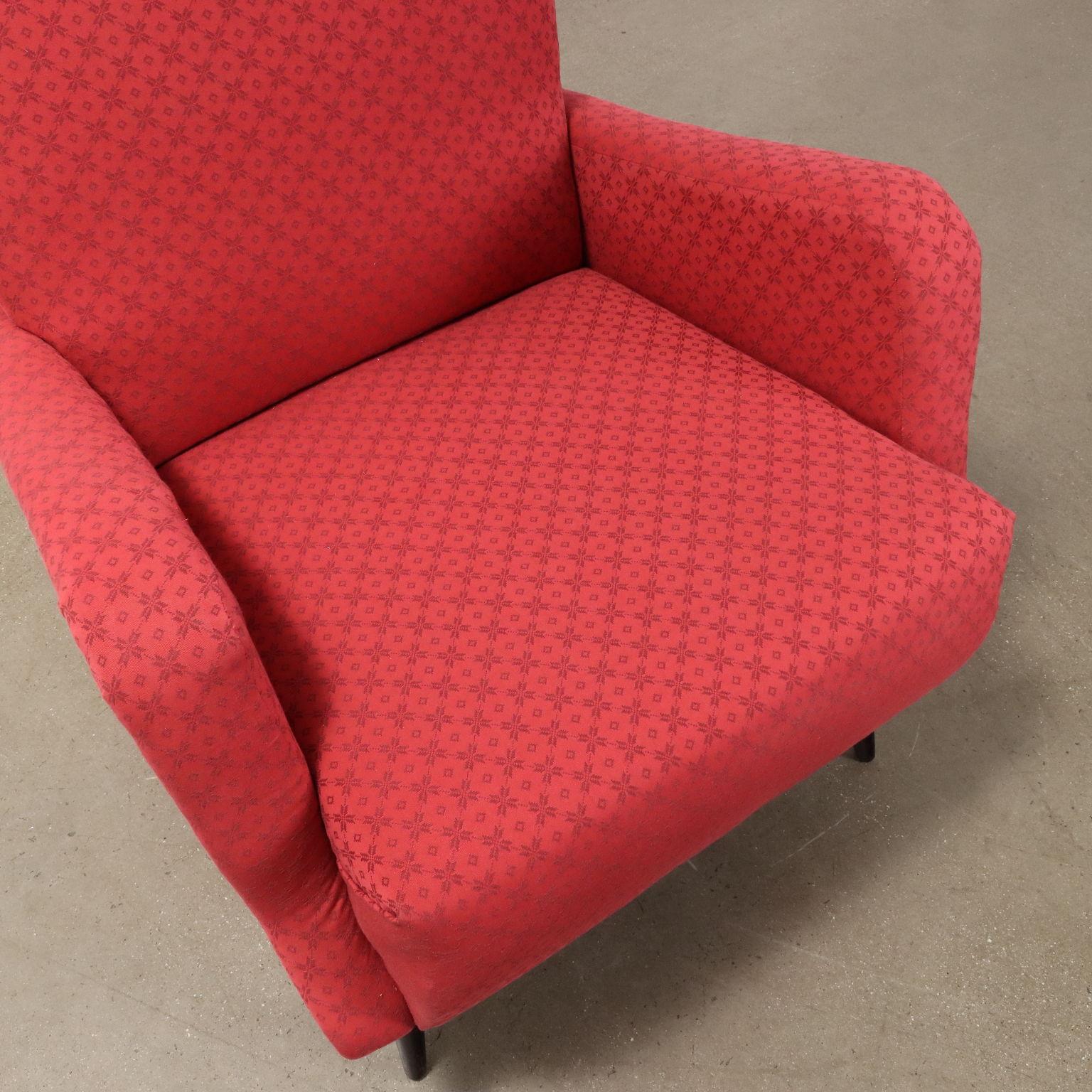 Sillón de tela rojo años 50 Mid-20th Century en venta