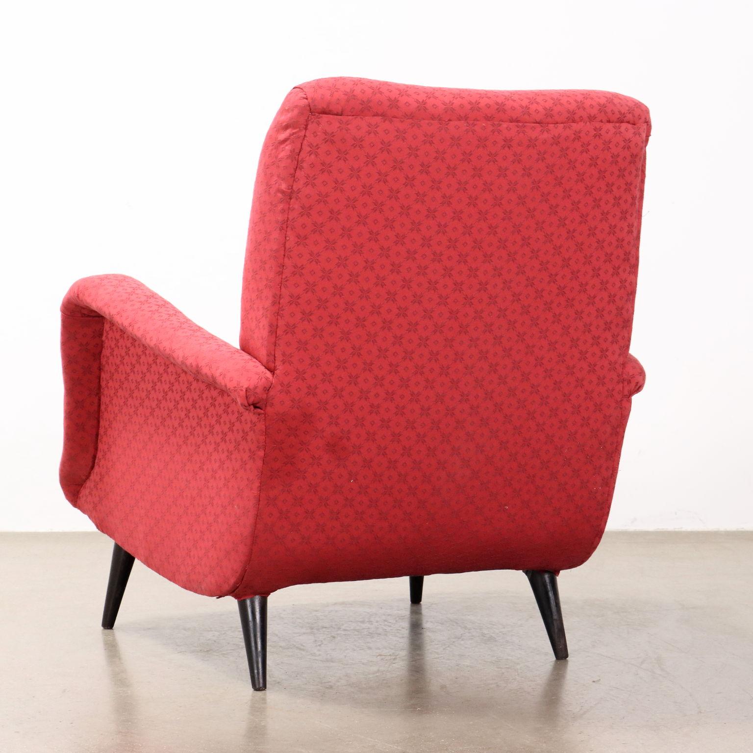 Sillón de tela rojo años 50 Tela en venta