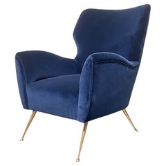 1950s blue velvet armchair