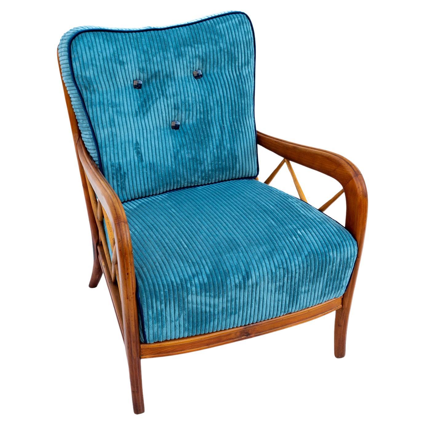 Samt-Sessel, Paolo Buffa zugeschrieben, 1950er Jahre