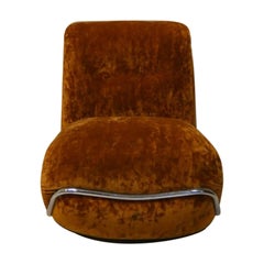 Fauteuil en velours et acier, par Adriano Piazzesi, Italie, années 70
