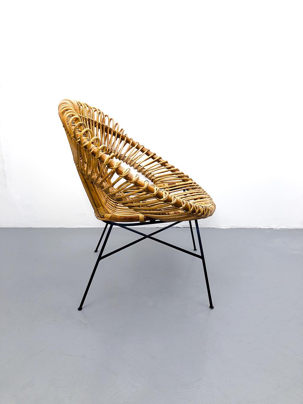 Italian wicker armchair from the 1960s In Good Condition For Sale In Milano, IT