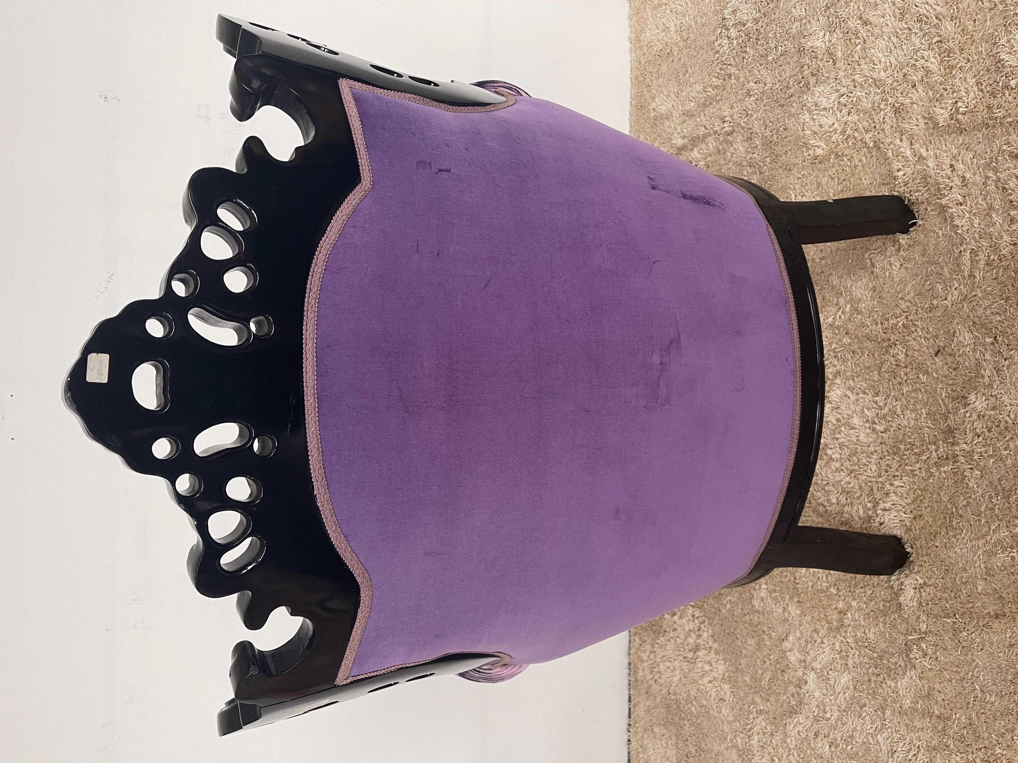 Italian French-style purple leopard print armchair by Domenico Rugiano For Sale 5