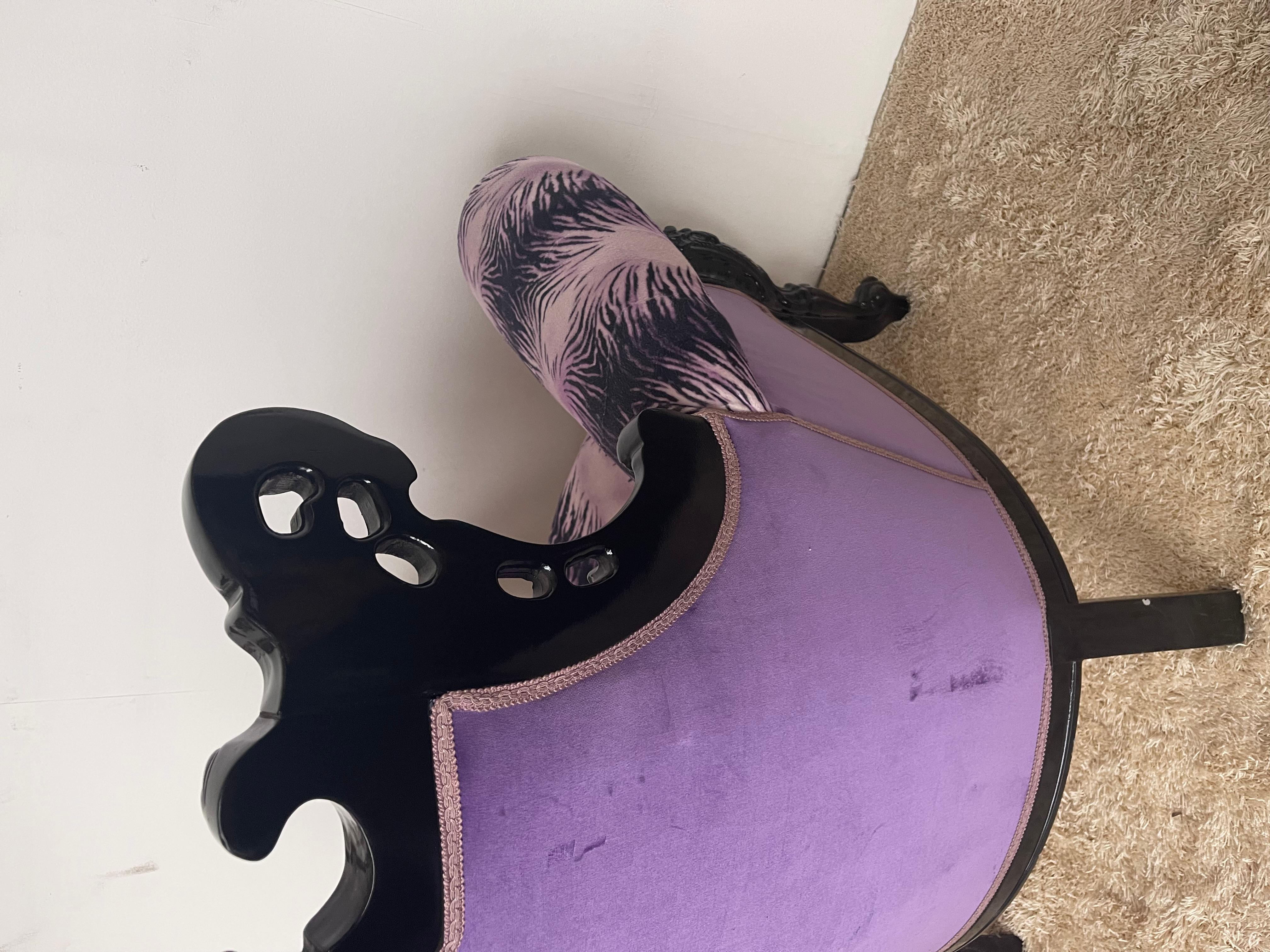 Italian French-style purple leopard print armchair by Domenico Rugiano For Sale 6