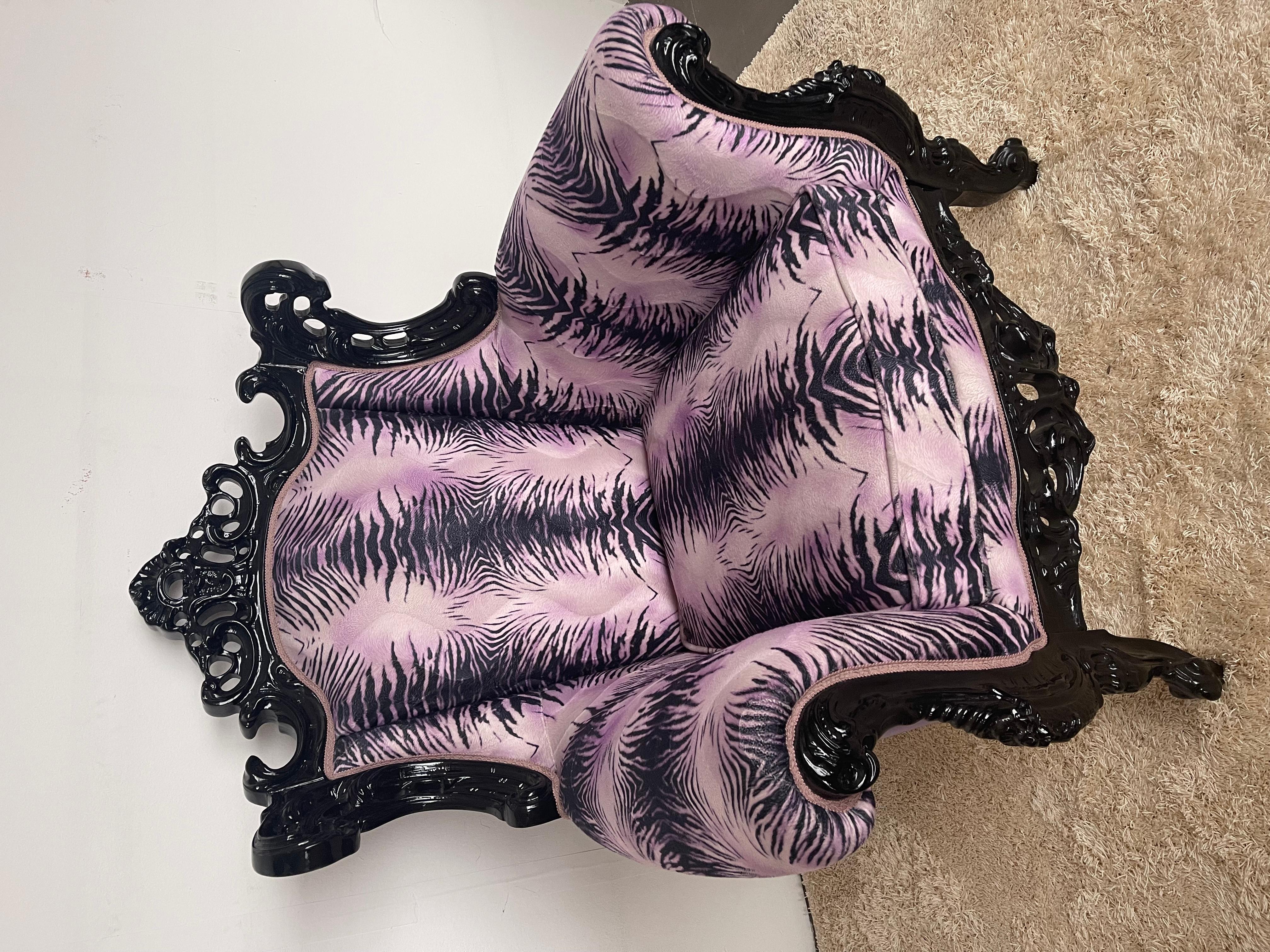 Other Italian French-style purple leopard print armchair by Domenico Rugiano For Sale
