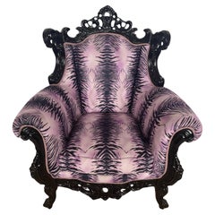 Italian French-style purple leopard print armchair by Domenico Rugiano