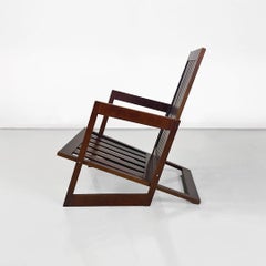 Modern Italian armchair or deckchair, made of inclined wooden slats, 1980s