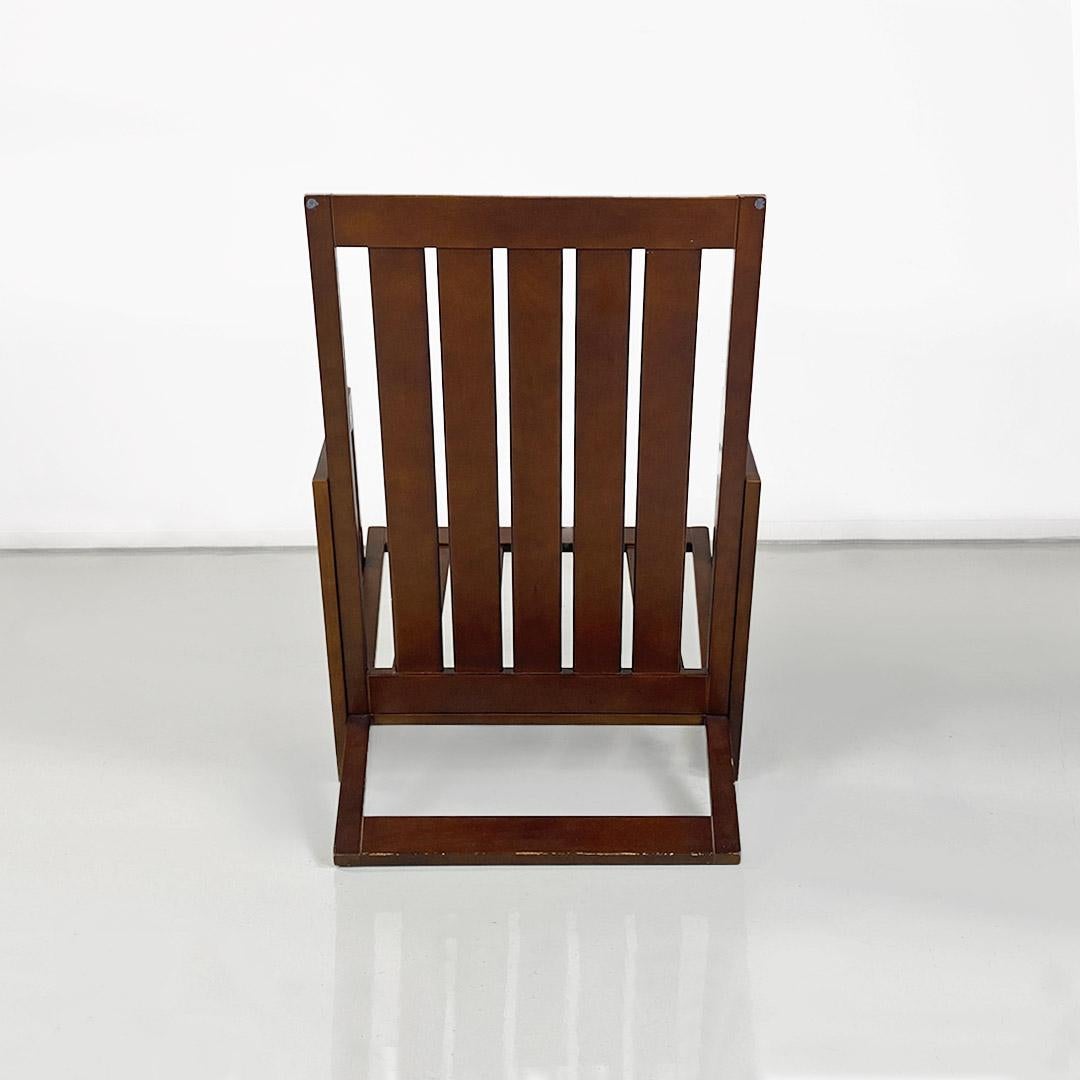 Wood Modern Italian armchair, composed of slanted wooden slats, c. 1980. For Sale