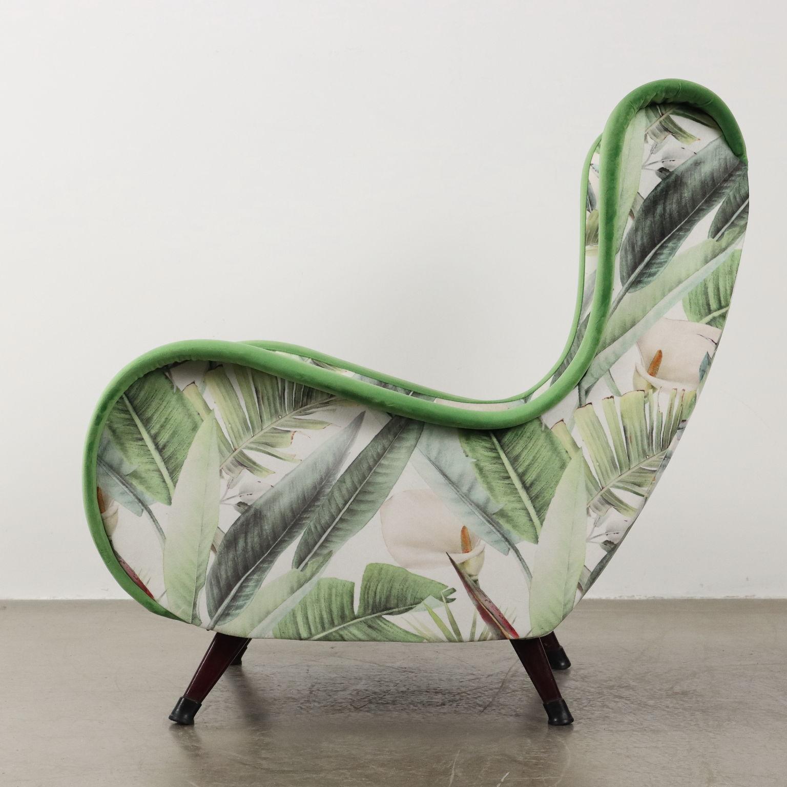 Italian Fauteuil 'Jungle Collection' 50s-60s multicolore vert en vente