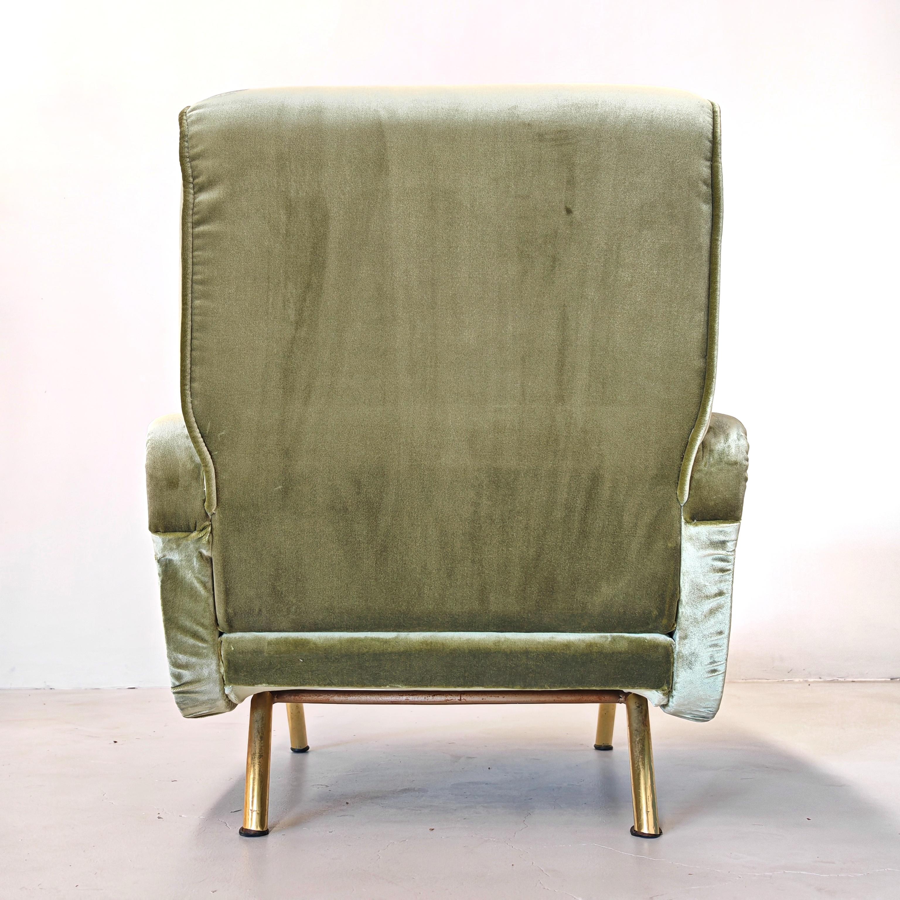 lady Zanusi Arfkex 1960er Jahre grüner Samt-Sessel (20th Century) im Angebot