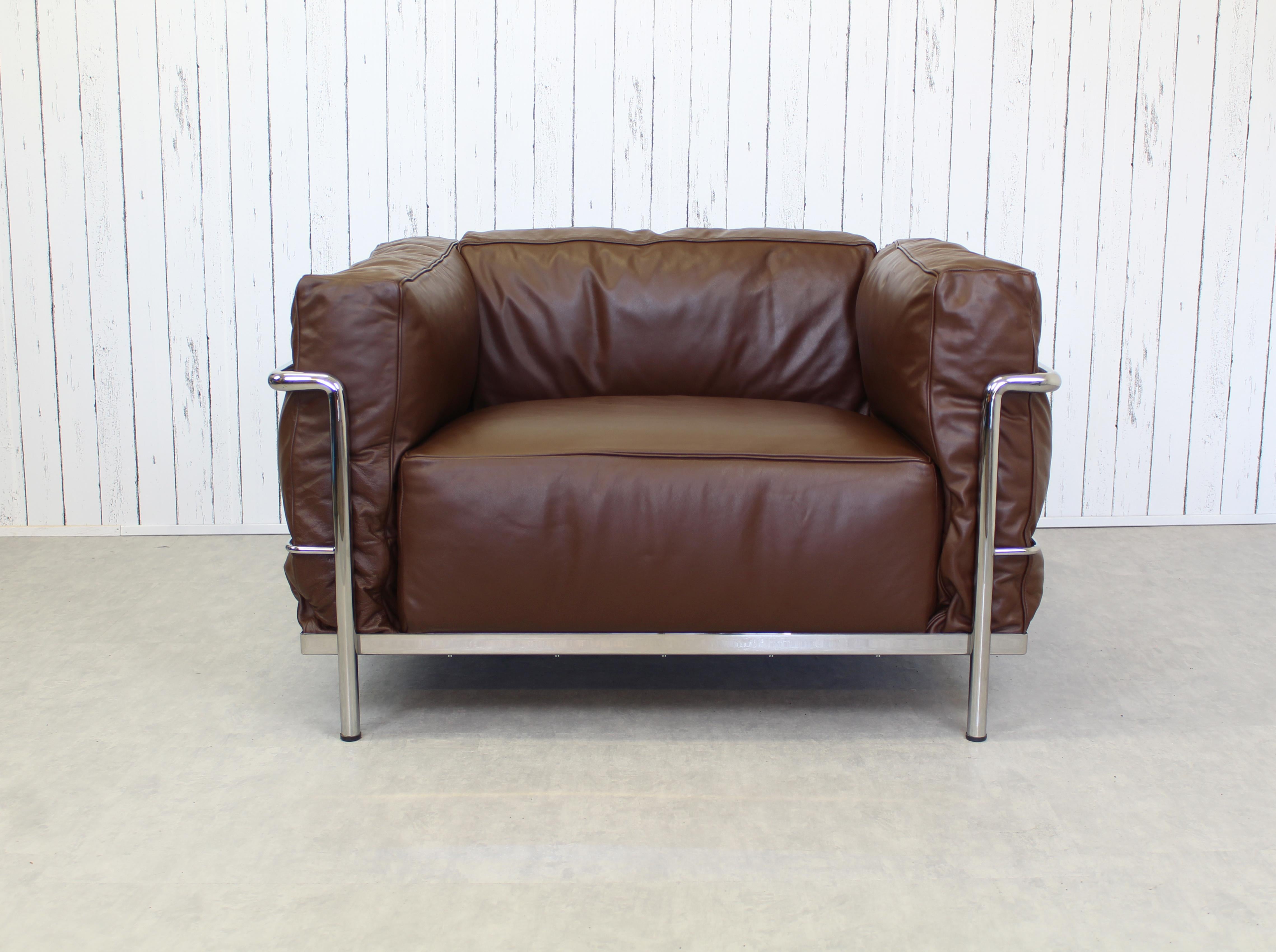 Leather Poltrona Lc3 Le Corbusier, Cassina, Charlotte Perriand For Sale