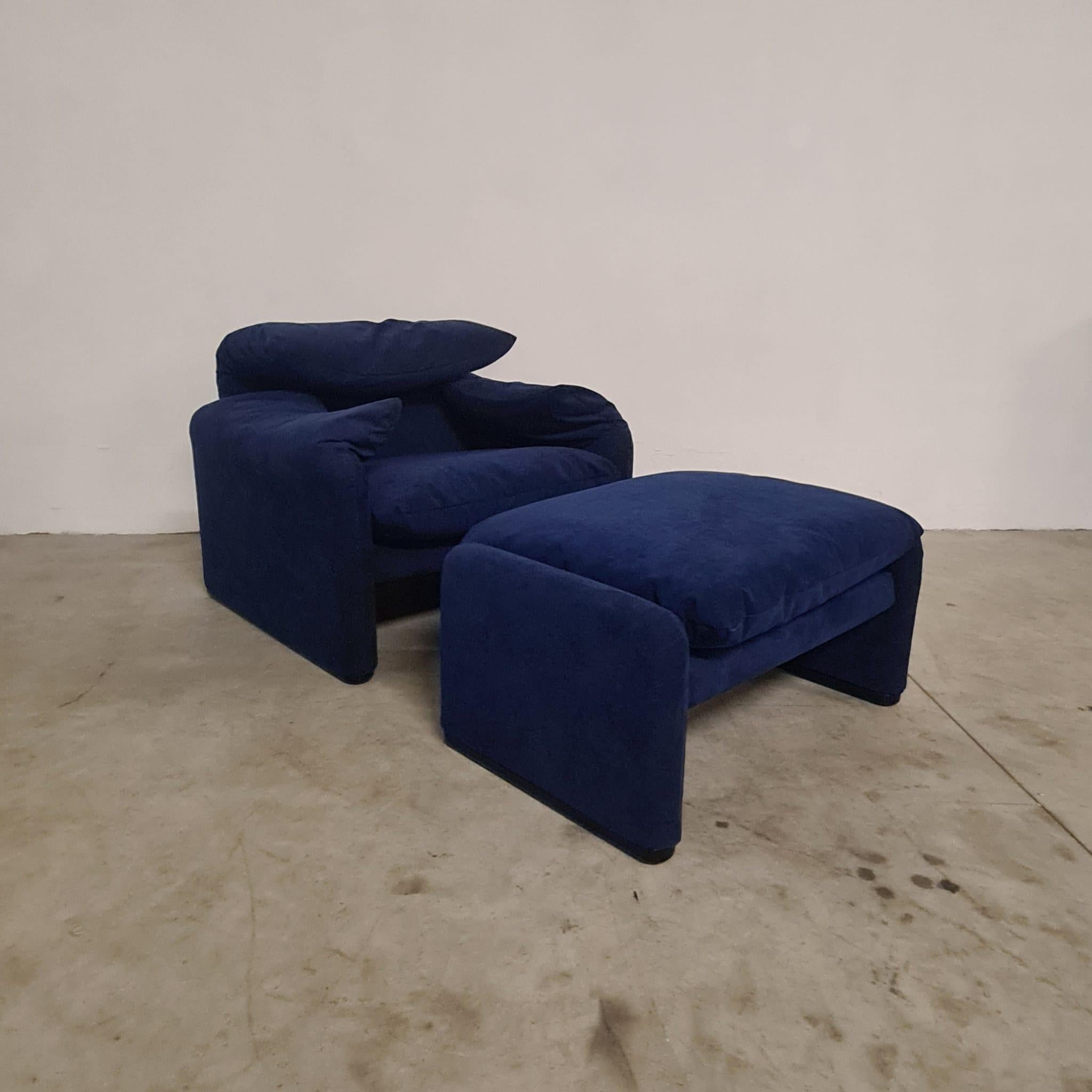 Maralunga Sessel mit Hocker von Vico Magistretti für Cassina im Angebot 11
