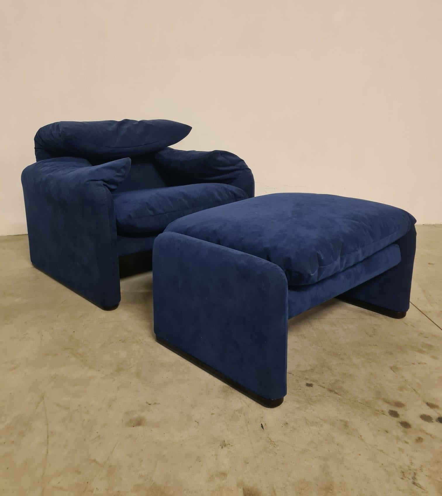 Maralunga Sessel mit Hocker von Vico Magistretti für Cassina im Angebot 12