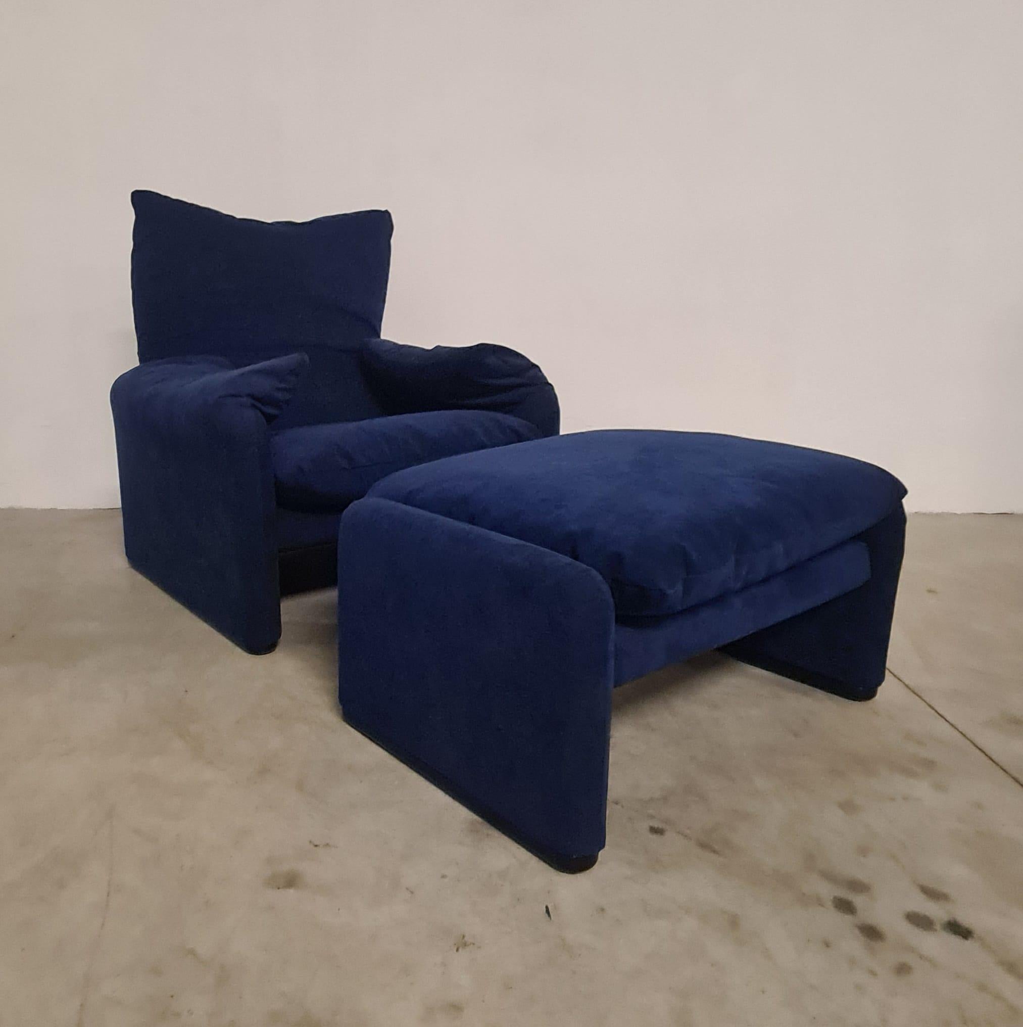 Maralunga Sessel mit Hocker von Vico Magistretti für Cassina im Angebot 13