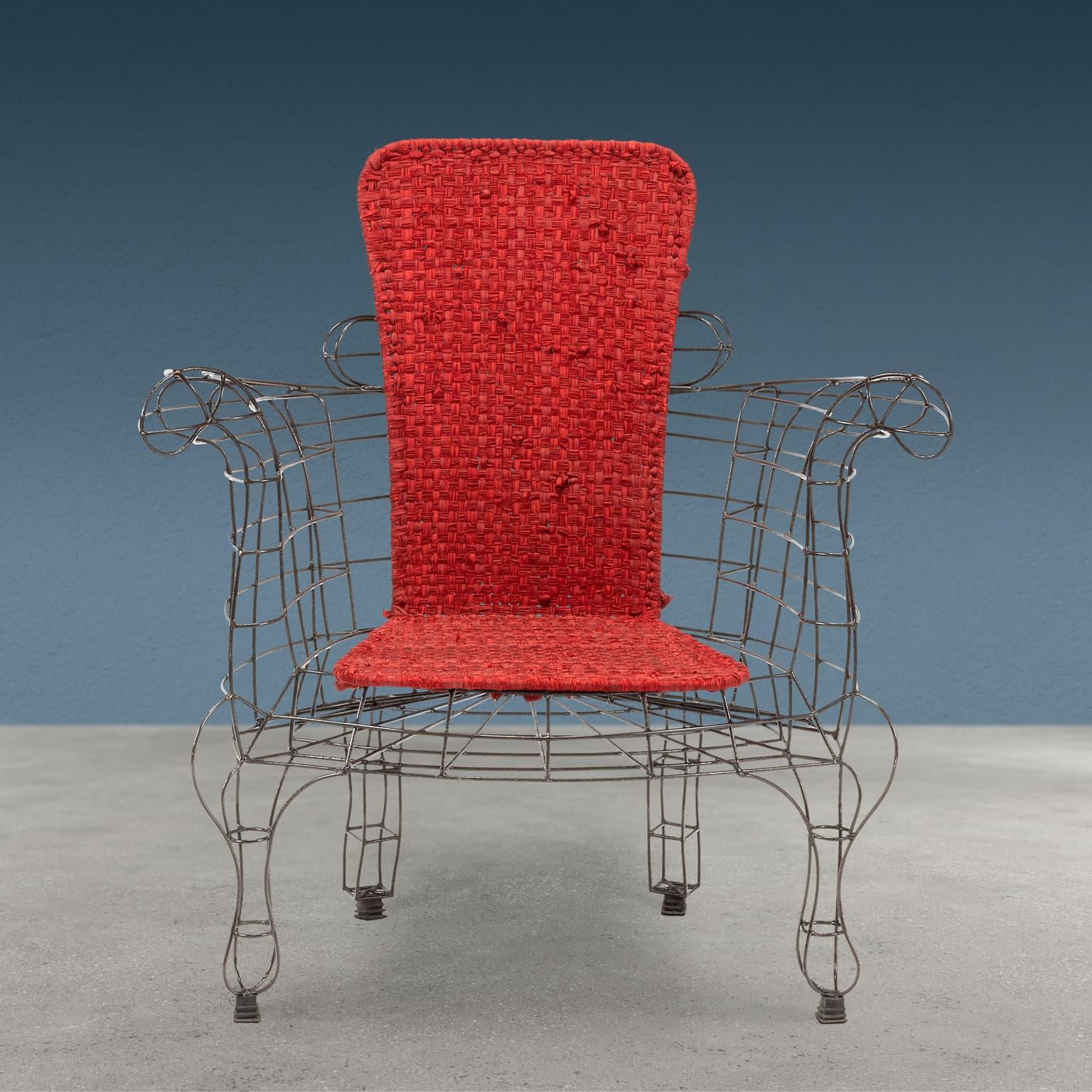 Fauteuil conçu et réalisé par Anacleto Spazzapan en soudant une tige de fer portant les initiales de l'artiste et appartenant à la série 