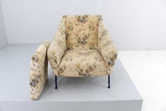 Fauteuil du milieu du siècle en métal et tissu, style Gastone Rinaldi, Italie années 1950