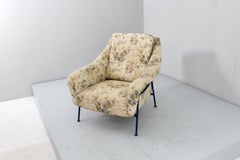Vintage Mid-Century armchair in metal and fabric, Gastone Rinaldi style, Italy 1950s 