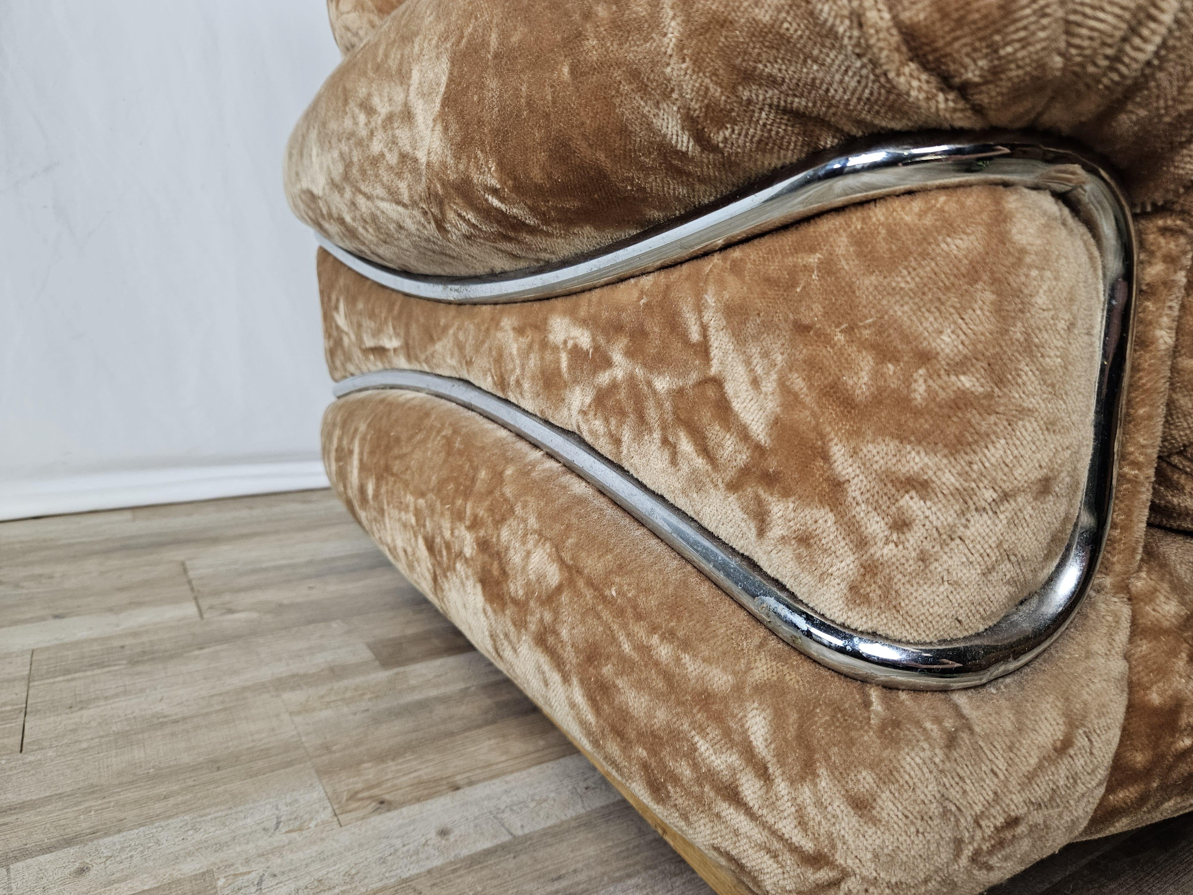 Mid Century fabric and steel armchair For Sale 9
