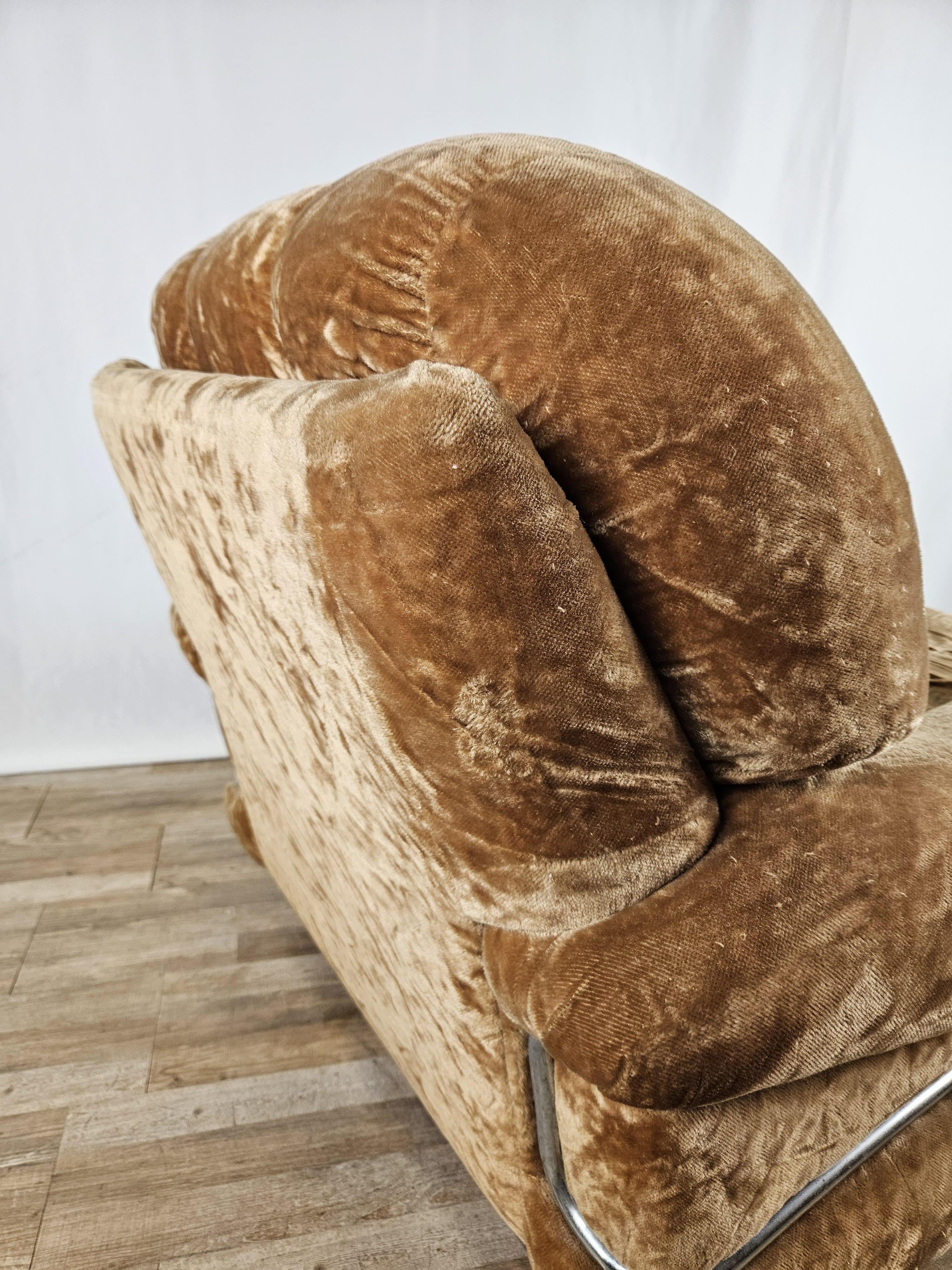 Mid Century fabric and steel armchair For Sale 11