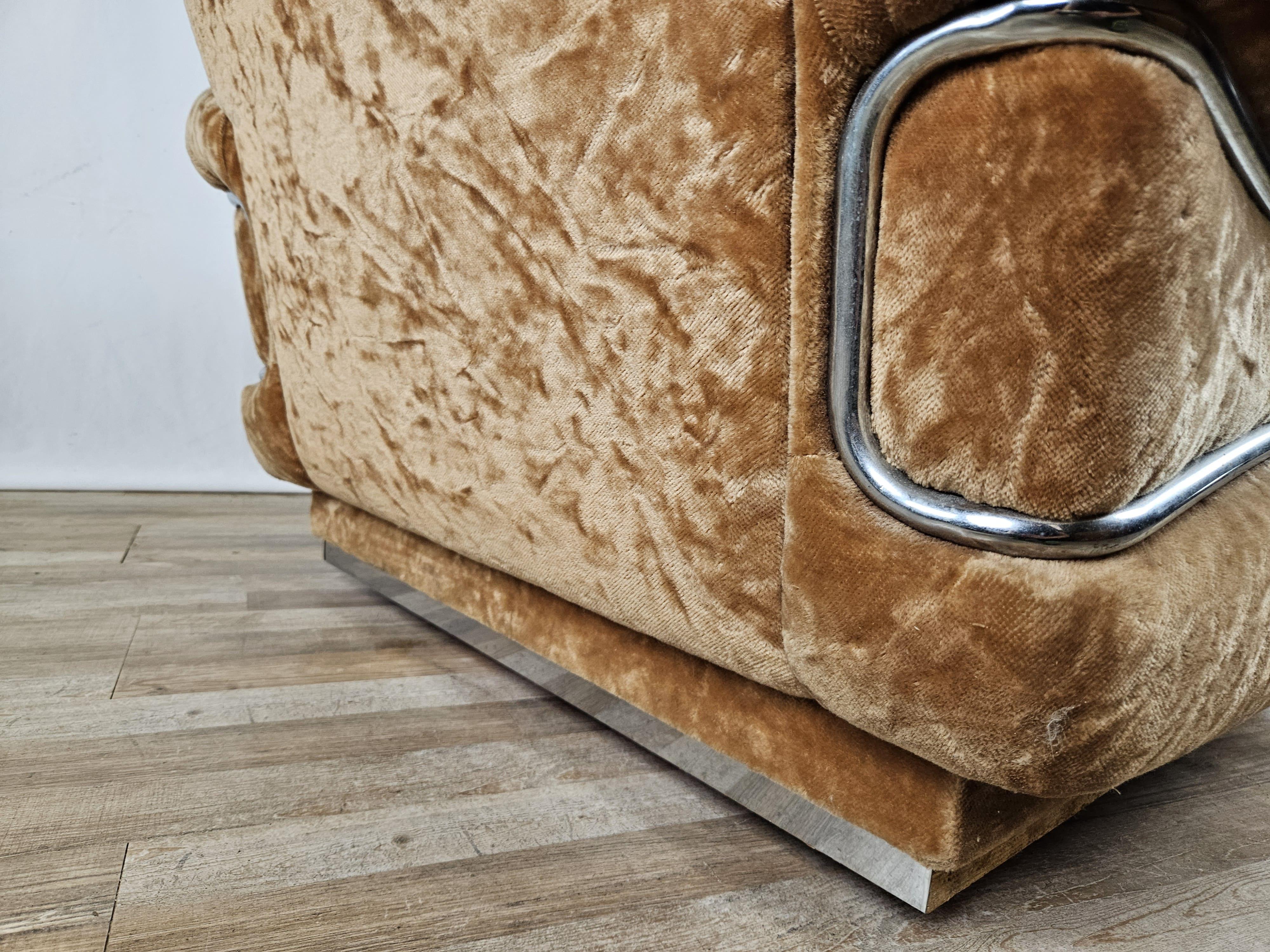 Mid Century fabric and steel armchair For Sale 12