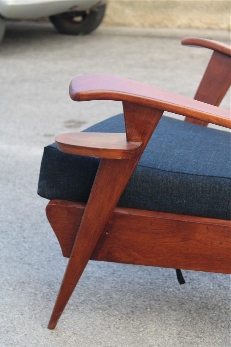 Mid-century Italian geometric shapes armchair Paolo Buffa Design in Walnut  For Sale 9