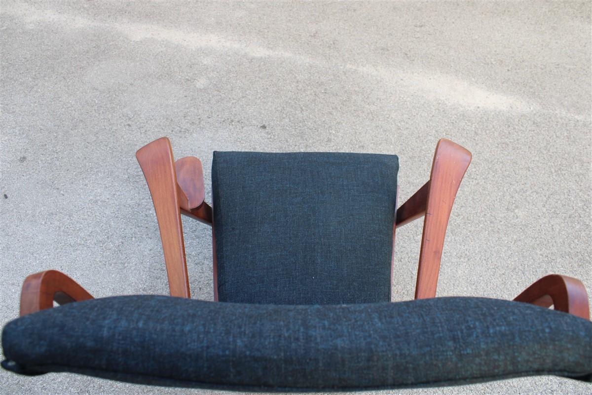 Mid-century Italian geometric shapes armchair Paolo Buffa Design in Walnut  For Sale 11