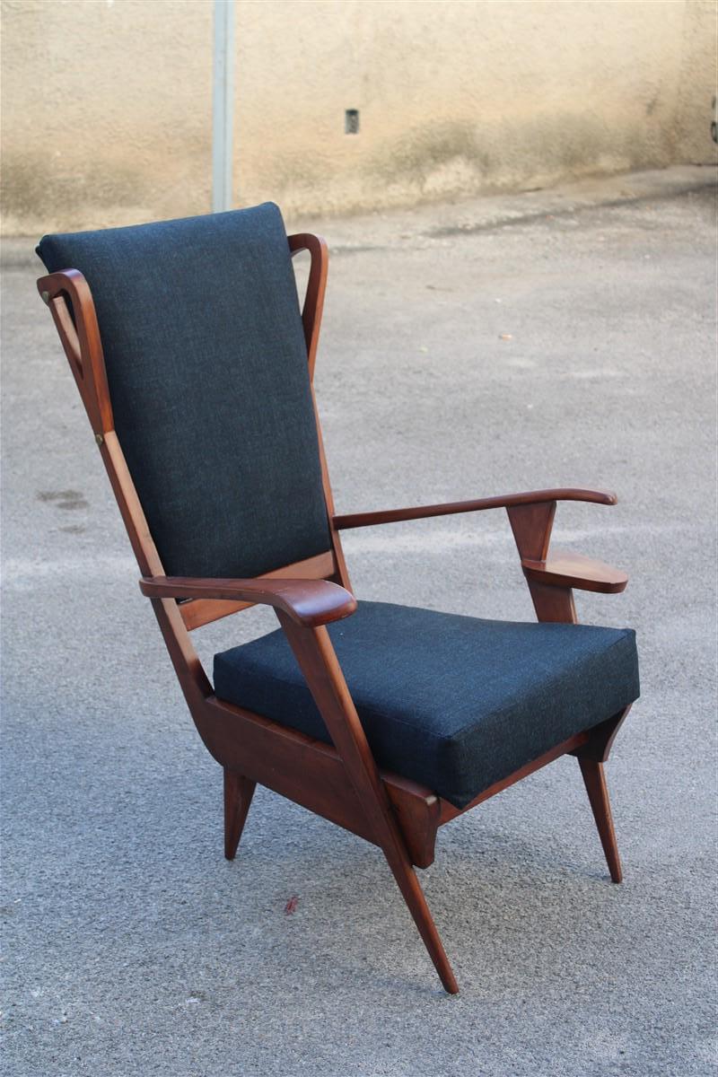 Mid-20th Century Mid-century Italian geometric shapes armchair Paolo Buffa Design in Walnut  For Sale