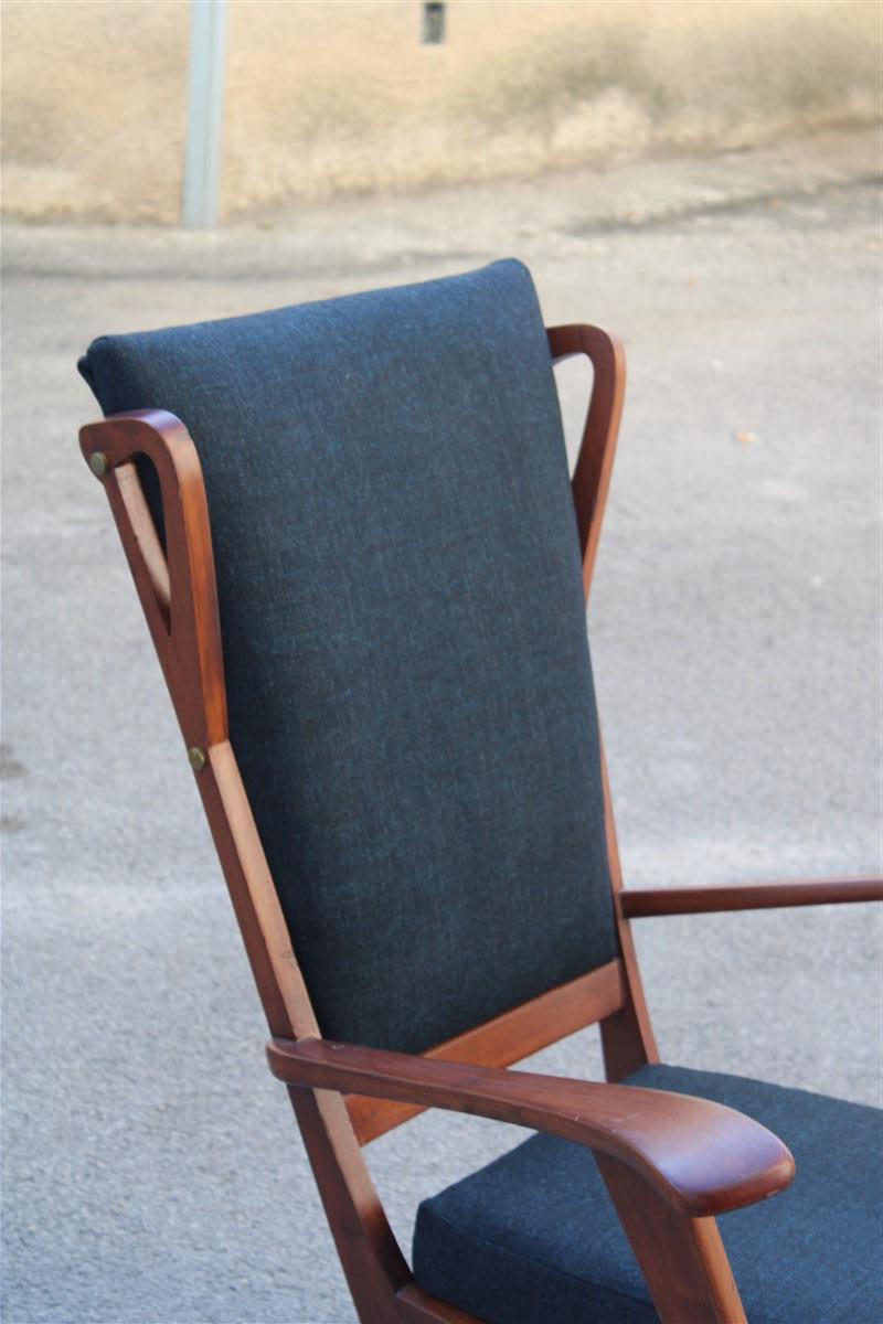 Fabric Mid-century Italian geometric shapes armchair Paolo Buffa Design in Walnut  For Sale