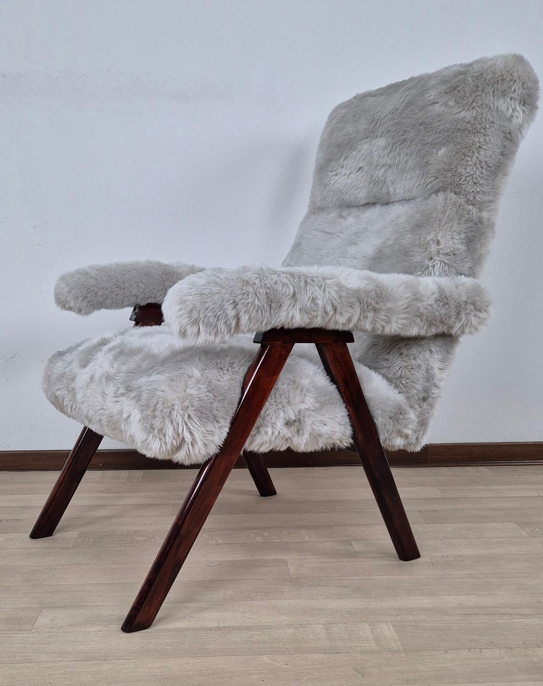 Tessuto Poltrona Mid Century Reclinabile 
