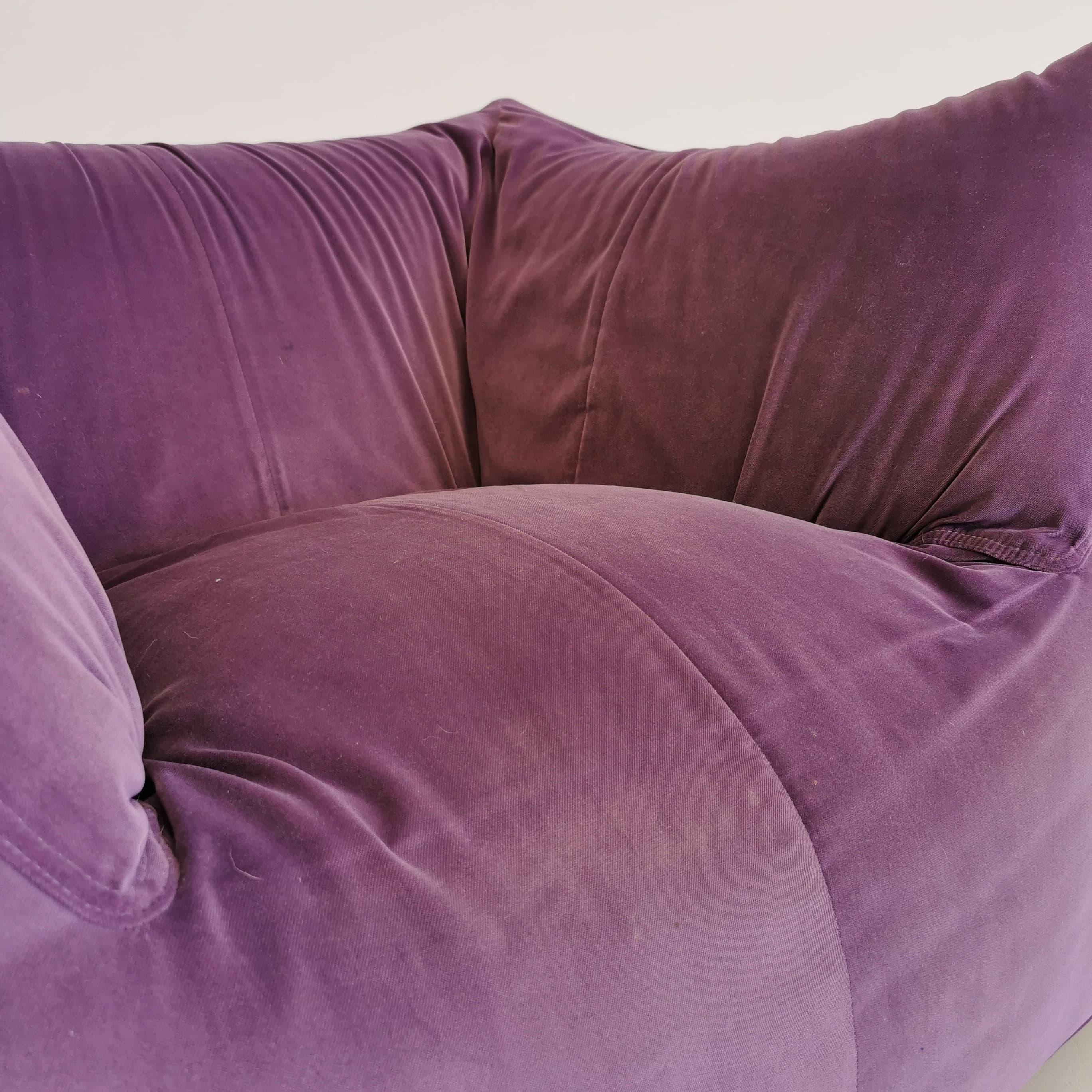 armchair model Bambole by Mario Bellini for B&B purple velvet For Sale 3