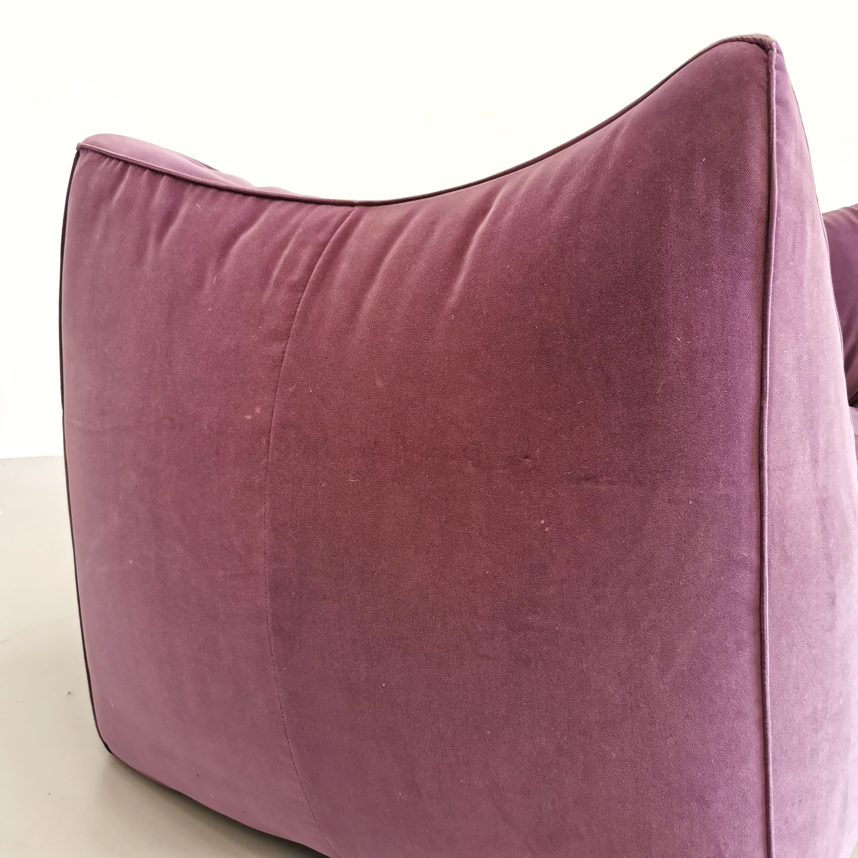 Modern armchair model Bambole by Mario Bellini for B&B purple velvet For Sale