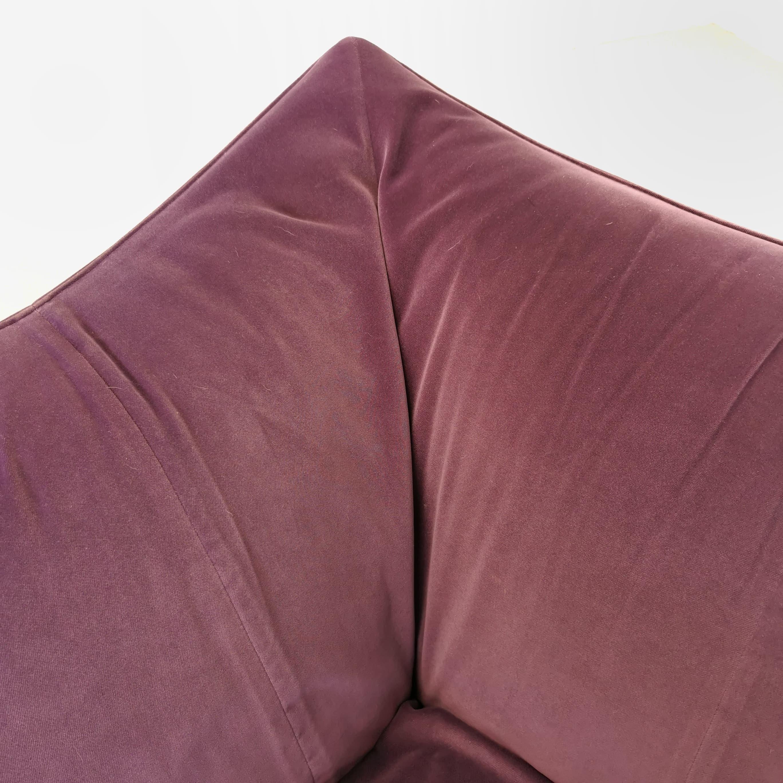 Italian armchair model Bambole by Mario Bellini for B&B purple velvet For Sale