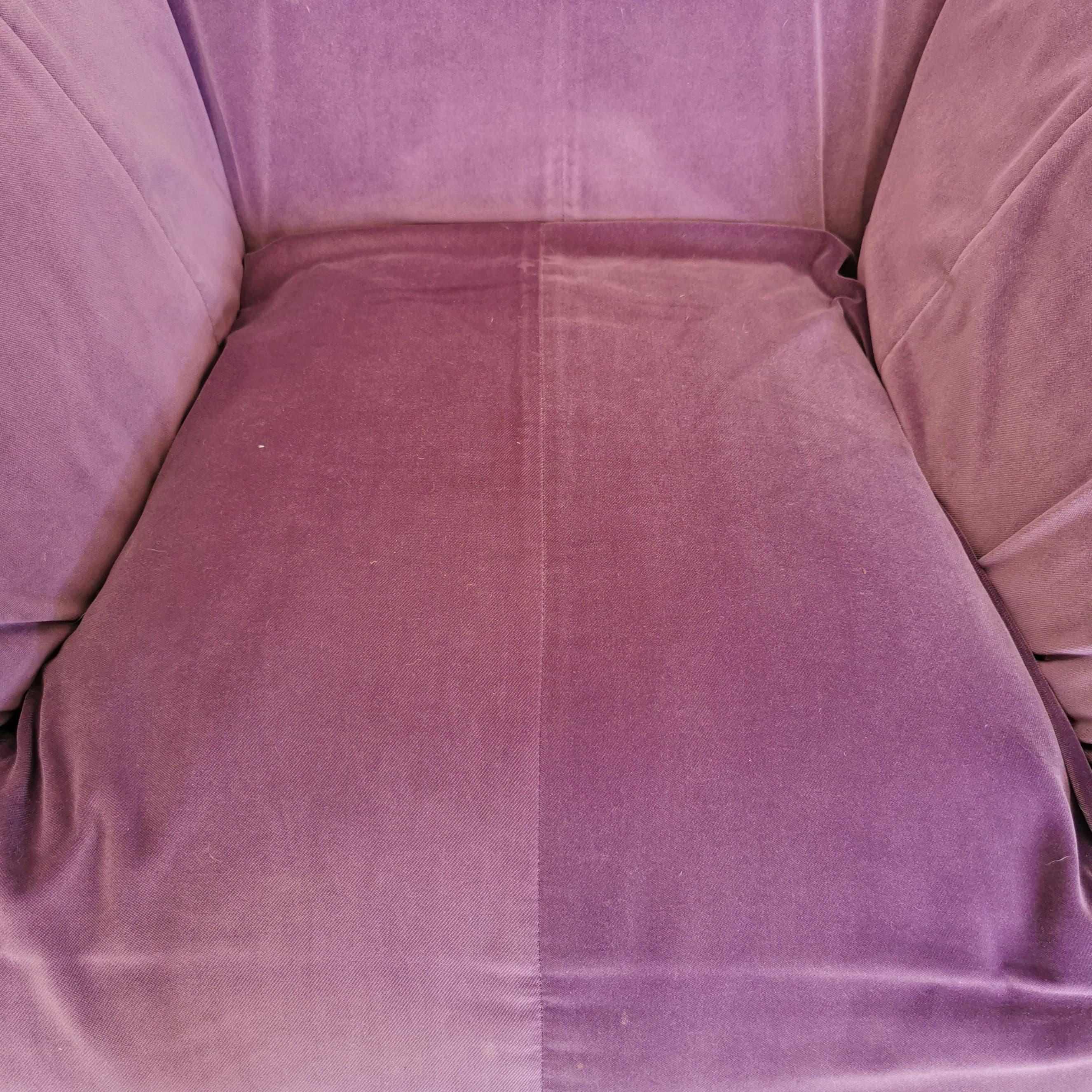 Velvet armchair model Bambole by Mario Bellini for B&B purple velvet For Sale