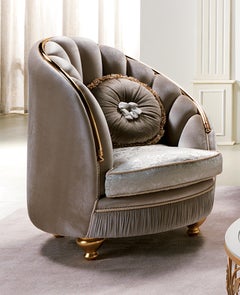 Fauteuil néoclassique avec décoration en fer forgé AQ031