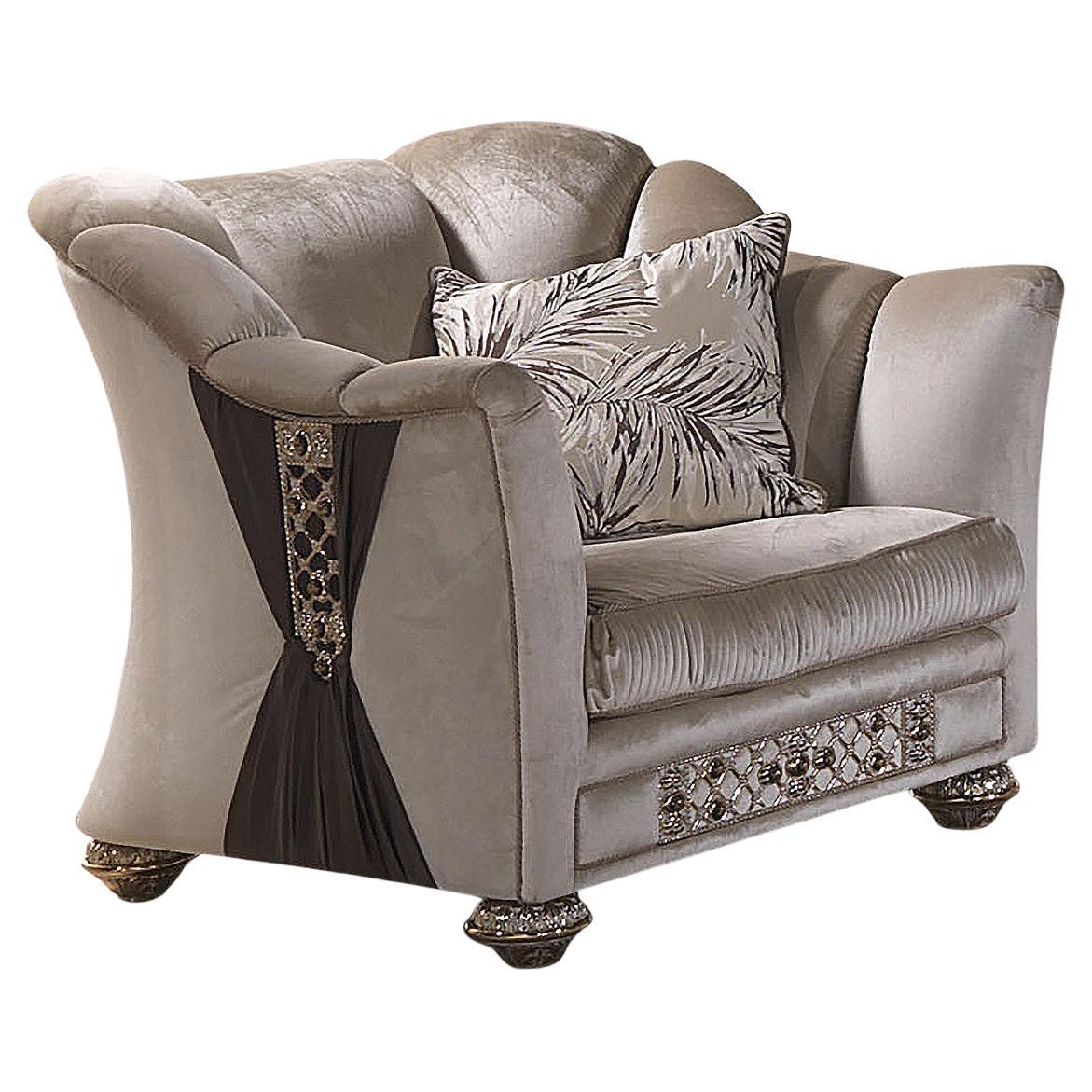 Neoclassical Armchair with Metal Decorations AY071 For Sale
