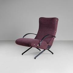P40 Armchair Osvaldo Borsani Tecno, 1955 first edition purple fabric mid-century