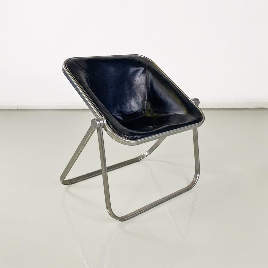 Italienischer Plona-Sessel von Piretti für Anonima Castelli aus Leder und Stahl 1970 (Moderne) im Angebot