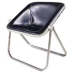 Retro Italian Plona armchair by Piretti for Anonima Castelli in leather and steel 1970s