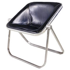 Italian Plona armchair by Piretti for Anonima Castelli in leather and steel 1970s