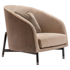 Ralph nubuck leather armchair with fabric seat and back cushion