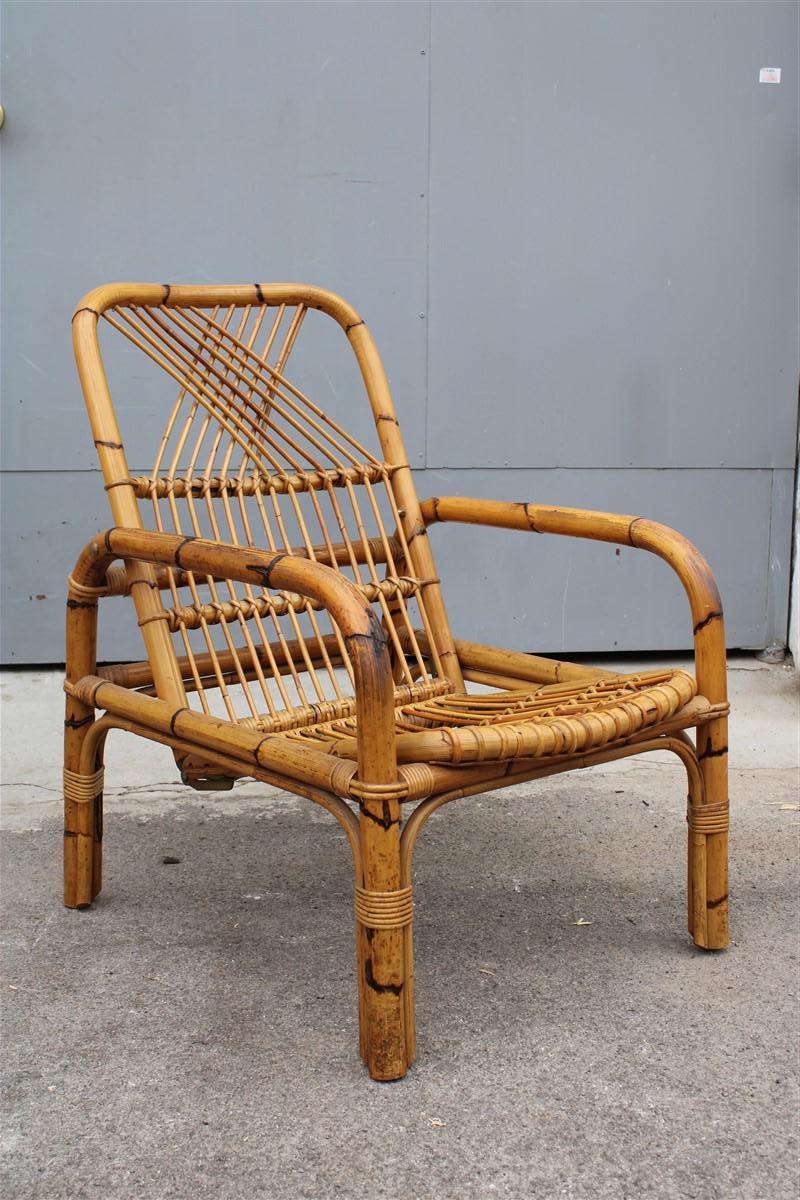 Poltrona Reclinabile  1950 in Bambù Design Italiano Stile Tito Agnoli 