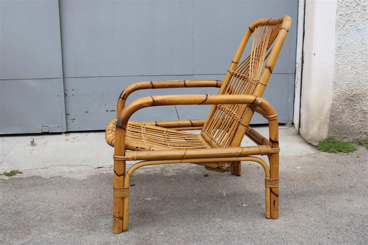 Poltrona Reclinabile  1950 in Bambù Design Italiano Stile Tito Agnoli In condizioni buone in vendita a Palermo, Sicily