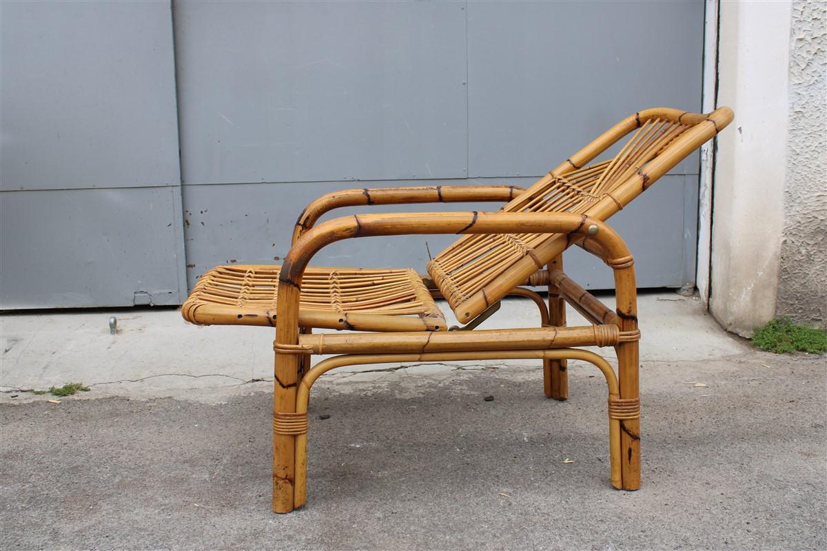 Mid-20th Century Poltrona Reclinabile  1950 in Bambù Design Italiano Stile Tito Agnoli in vendita