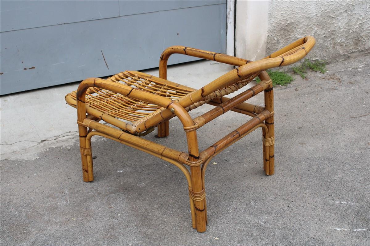 Poltrona Reclinabile  1950 in Bambù Design Italiano Stile Tito Agnoli in vendita 1