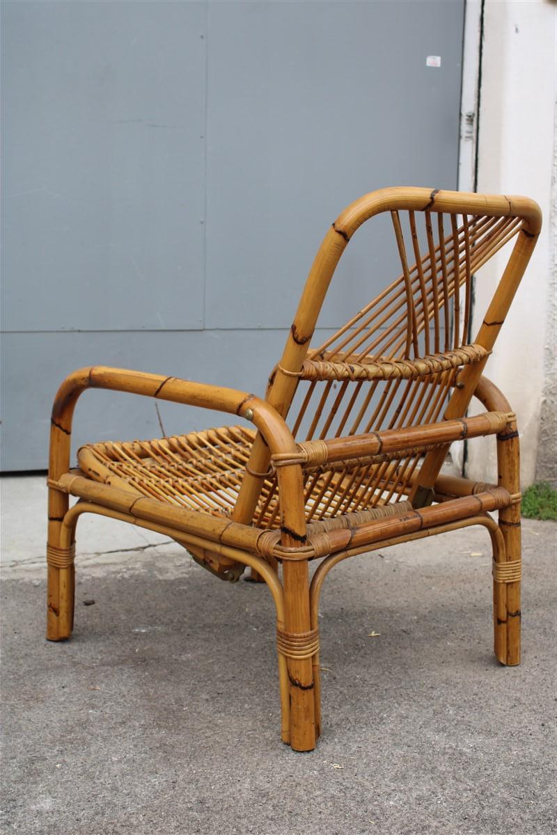 Poltrona Reclinabile  1950 in Bambù Design Italiano Stile Tito Agnoli in vendita 2