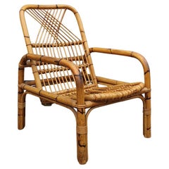 Poltrona Reclinabile  1950 in Bambù Design Italiano Stile Tito Agnoli