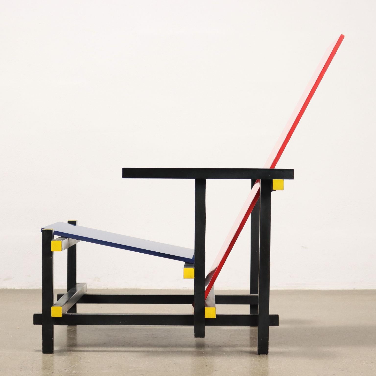 Poltrona 'Rot & Blau' Gerrit Rietveld per Cassina Anni 80 (Moderne der Mitte des Jahrhunderts) im Angebot