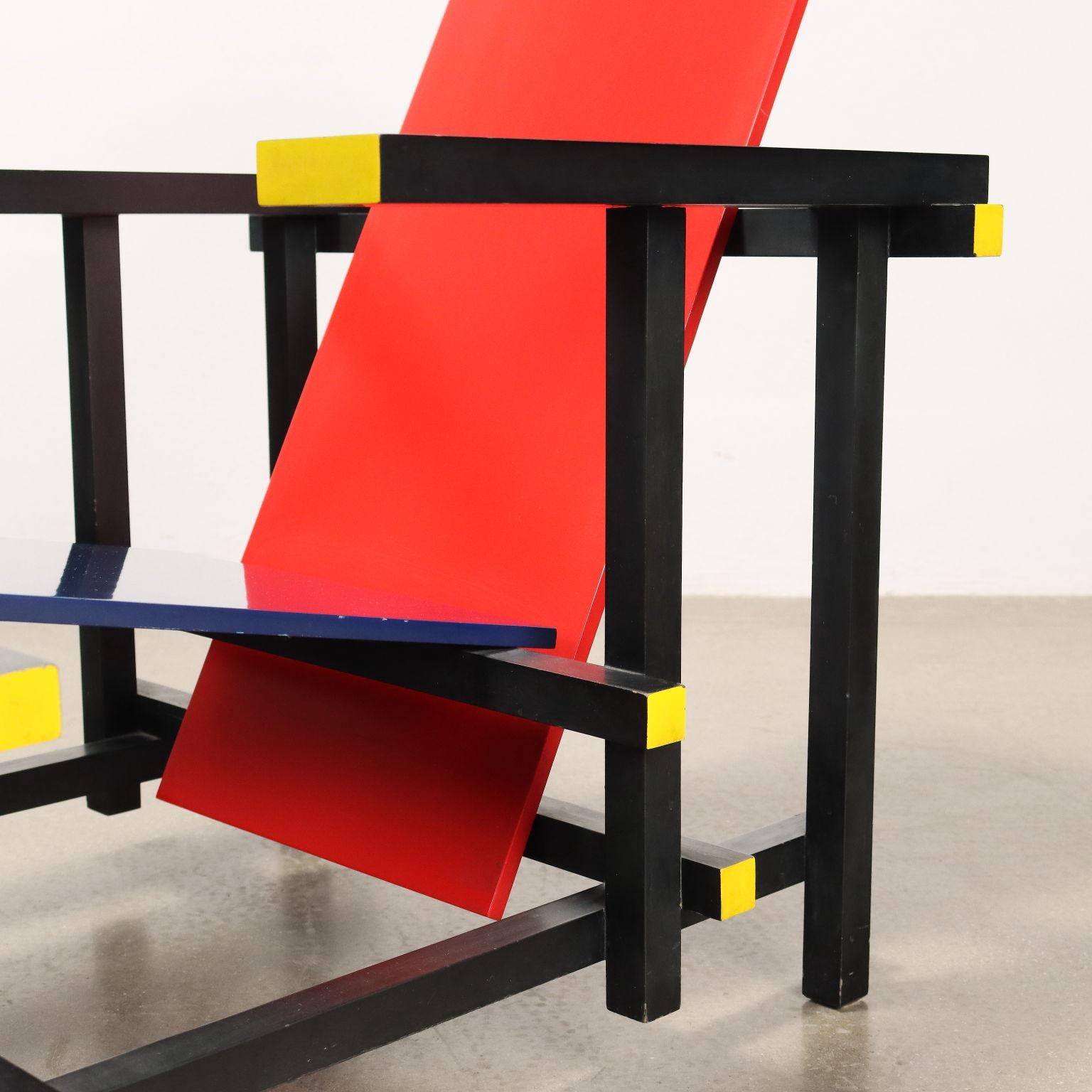 Poltrona 'Rot & Blau' Gerrit Rietveld per Cassina Anni 80 (Lackiert) im Angebot