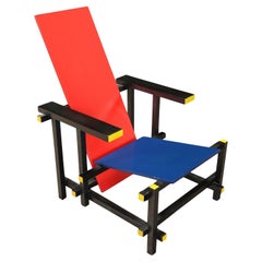 Gerrit Rietveld pour Cassina, rouge et bleu, années 80